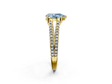 Yellow gold Fancy Blue Pear  Solitaire Split Shank Pavé Diamond Engagement Ring_380