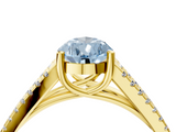 Yellow gold Fancy Blue Pear  Solitaire Split Shank Pavé Diamond Engagement Ring_382