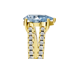 Yellow gold Fancy Blue Pear  Solitaire Split Shank Pavé Diamond Engagement Ring_383