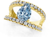 Yellow gold Fancy Blue Pear  Solitaire Split Shank Pave Diamond Ring_50