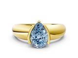 Yellow gold Fancy Blue Pear  Solitaire Tension Set Diamond Ring with Wide Band_37