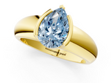 Yellow gold Fancy Blue Pear  Solitaire Tension Set Diamond Ring with Wide Band_38