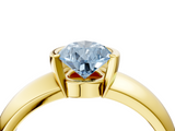 Yellow gold Fancy Blue Pear  Solitaire Tension Set Diamond Ring with Wide Band_41