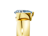 Yellow gold Fancy Blue Pear  Solitaire Tension Set Diamond Ring with Wide Band_42