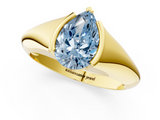 Yellow gold Fancy Blue Pear  Solitaire Tension Set Diamond Ring_21