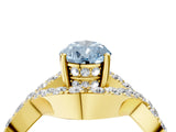 Yellow gold Fancy Blue Pear  Solitaire Twist Band Pavé Diamond Engagement Ring_35