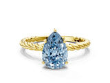 Yellow gold Fancy Blue Pear  Solitaire Twist Band Ring with Four-Prong Setting_68