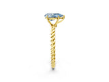 Yellow gold Fancy Blue Pear  Solitaire Twist Band Ring with Four-Prong Setting_70