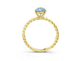 Yellow gold Fancy Blue Pear  Solitaire Twist Band Ring with Four-Prong Setting_71
