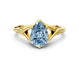 Yellow gold Fancy Blue Pear  Solitaire Twist Band Six-Prong Setting 1