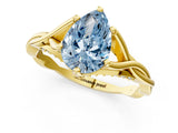 Yellow gold Fancy Blue Pear  Solitaire Twist Band Six-Prong Setting 2
