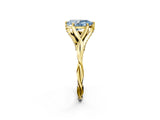 Yellow gold Fancy Blue Pear  Solitaire Twist Band Six-Prong Setting 3