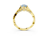 Yellow gold Fancy Blue Pear  Solitaire Twist Band Six-Prong Setting 4
