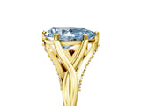 Yellow gold Fancy Blue Pear  Solitaire Twist Band Six-Prong Setting