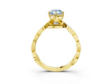 Yellow gold Fancy Blue Pear  Solitaire Twist Band with Leaf Prong Setting 4
