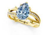 Yellow gold Fancy Blue Pear  Solitaire Twist Band with Pavé Accents and Four-Prong Setting_22