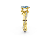 Yellow gold Fancy Blue Pear  Solitaire Twist Band with Pavé Accents and Four-Prong Setting_23