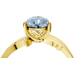 Yellow gold Fancy Blue Pear  Solitaire Twist Band with Pavé Accents and Four-Prong Setting_25