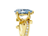 Yellow gold Fancy Blue Pear  Solitaire Twist Band with Pavé Accents and Four-Prong Setting_26