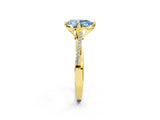 Yellow gold Fancy Blue Pear  Solitaire Twist Band with Pavé Diamonds and Four-Prong Setting_86