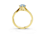 Yellow gold Fancy Blue Pear  Solitaire Twist Band with Pavé Diamonds and Four-Prong Setting_87