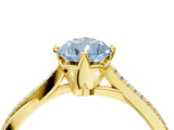 Yellow gold Fancy Blue Pear  Solitaire Twist Band with Pavé Diamonds and Four-Prong Setting_88