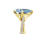 Yellow gold Fancy Blue Pear  Solitaire Twist Band with Pavé Diamonds and Four-Prong Setting_89