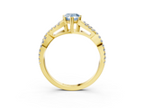 Yellow gold Fancy Blue Pear  Solitaire Twist Band with Pavé Setting and Four-Prong Setting_20