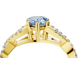 Yellow gold Fancy Blue Pear  Solitaire Twist Band with Pavé Setting and Four-Prong Setting_21