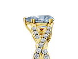 Yellow gold Fancy Blue Pear  Solitaire Twist Band with Pavé Setting and Four-Prong Setting_22
