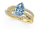Yellow gold Fancy Blue Pear  Solitaire Twist Band with Pavé Setting and Four-Prong Setting_80