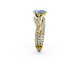 Yellow gold Fancy Blue Pear  Solitaire Twist Band with Pavé Setting and Four-Prong Setting_81
