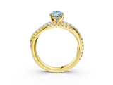 Yellow gold Fancy Blue Pear  Solitaire Twist Band with Pavé Setting and Four-Prong Setting_82