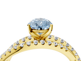 Yellow gold Fancy Blue Pear  Solitaire Twist Band with Pavé Setting and Four-Prong Setting_83