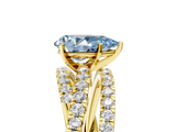Yellow gold Fancy Blue Pear  Solitaire Twist Band with Pavé Setting and Four-Prong Setting_84