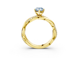 Yellow gold Fancy Blue Pear  Solitaire Twist Band with Pave Prong Setting_67