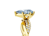 Yellow gold Fancy Blue Pear  Solitaire Twist Band with Pave Prong Setting_69