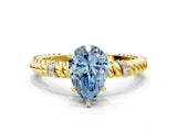 Yellow gold Fancy Blue Pear  Solitaire Twisted Band Prong Set Engagement Ring_61
