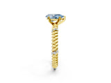 Yellow gold Fancy Blue Pear  Solitaire Twisted Band Prong Set Engagement Ring_63