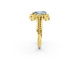 Yellow gold Fancy Blue Pear  Solitaire Twisted Band Scroll Prong Ring_5