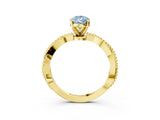 Yellow gold Fancy Blue Pear  Solitaire Twisted Band with Bead Prong Setting_411