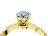 Yellow gold Fancy Blue Pear  Solitaire Twisted Band with Bead Prong Setting_412