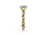 Yellow gold Fancy Blue Pear  Solitaire Twisted Band with Pavé Accents and Four-Prong Setting_5