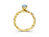 Yellow gold Fancy Blue Pear  Solitaire Twisted Band with Pavé Accents and Four-Prong Setting_6