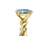 Yellow gold Fancy Blue Pear  Solitaire Twisted Band with Pavé Accents and Four-Prong Setting_8