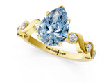Yellow gold Fancy Blue Pear  Solitaire Twisted Band with Prong Setting 1