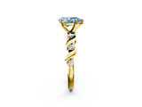 Yellow gold Fancy Blue Pear  Solitaire Twisted Band with Prong Setting 2