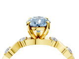 Yellow gold Fancy Blue Pear  Solitaire Twisted Band with Prong Setting 4