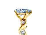 Yellow gold Fancy Blue Pear  Solitaire Twisted Band with Prong Setting 5