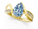 Yellow gold Fancy Blue Pear  Solitaire Twisted Band with Prong Setting_4